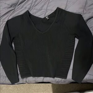 Express Black Fitted Ribbed Long Sleeve Top